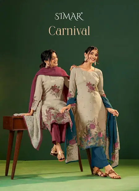 Carnival By Glossy Organza Digital Printed Dress Material